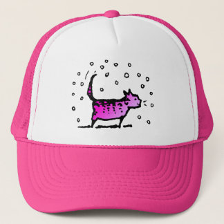 Cute Pretty Girly Pink Cat Trucker Hat