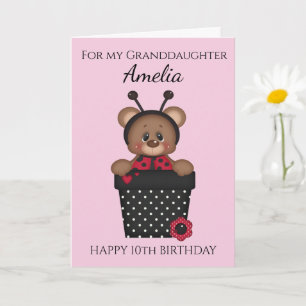 Cute Pretty Granddaughter Ladybug Girl Birthday Card