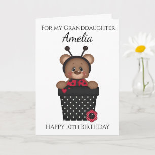 Cute Pretty Granddaughter Ladybug Kids Birthday  Card