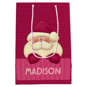 Cute Pretty in Pink Girly Santa Theme Medium Gift Bag