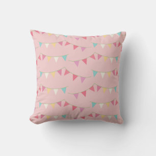 Cute pretty pink bunting cushion