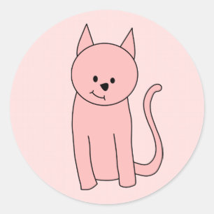 Cute Pretty Pink Cat Classic Round Sticker