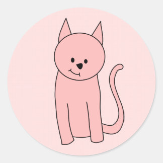 Cute Pretty Pink Cat Classic Round Sticker