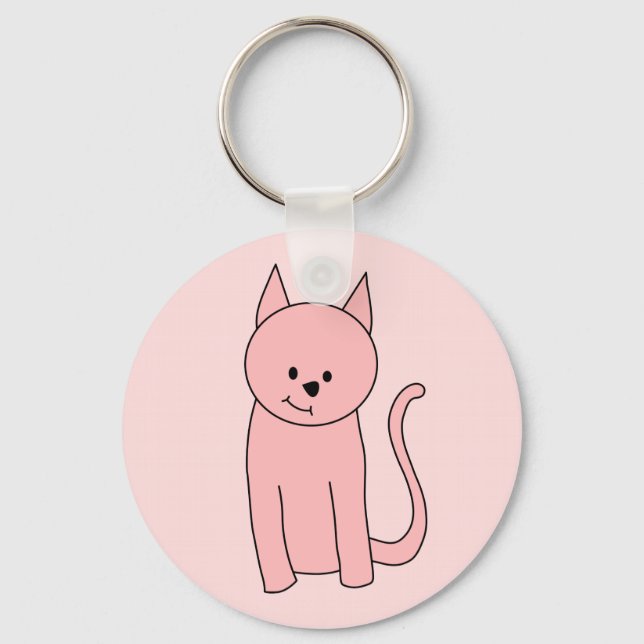 Cute Pretty Pink Cat Key Ring (Front)