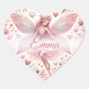 Cute Pretty Pink Fairy Heart Sticker