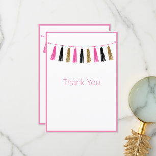 Cute Pretty Pink Glitter Thank You Card
