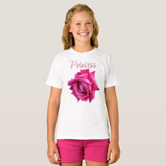 Cute pretty pink rose floral girly Princess fun  T-Shirt