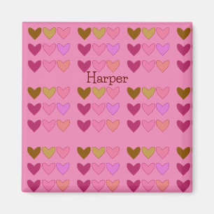 Cute Pretty Pink With Hearts Colourful Girls Magnet