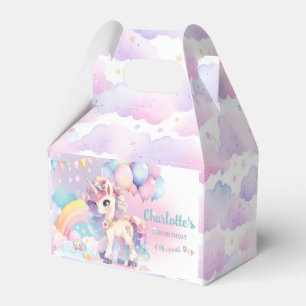Cute Pretty Rainbow Princess Unicorn Birthday Favour Box