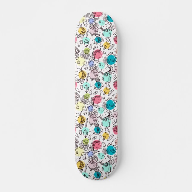 Cute Pretty Unicorn Pattern Skateboard (Front)