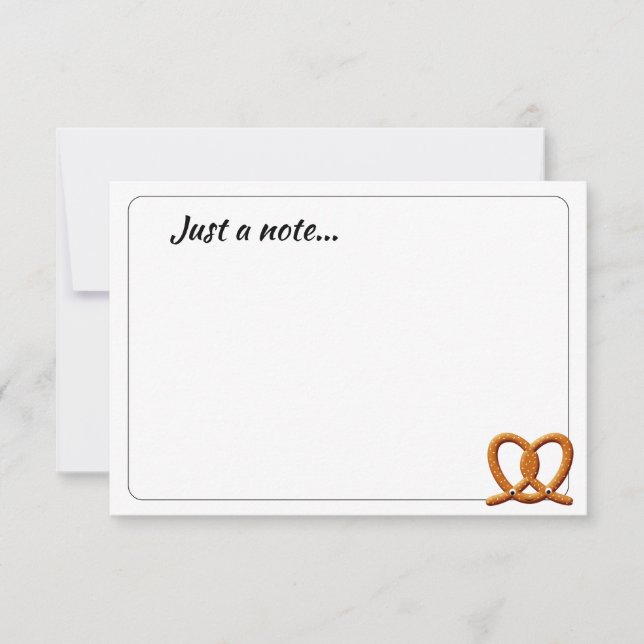 Cute Pretzel Drawing Custom Just a Note Card (Front)
