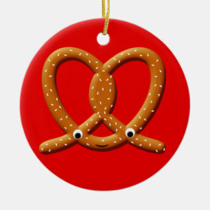 Cute Pretzel Drawing Prints Ceramic Tree Decoration
