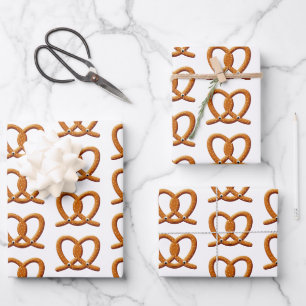 Cute Pretzel Drawing Prints Wrapping Paper Sheet
