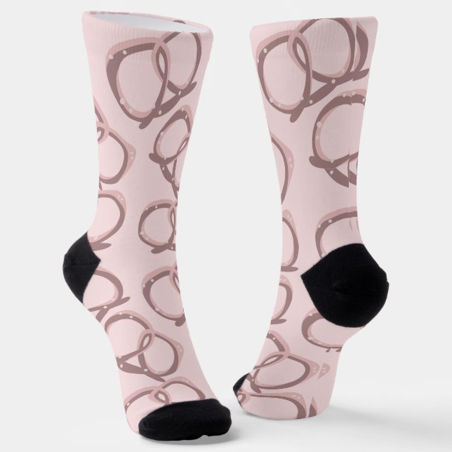 Cute Pretzels Salted Snack Pink Socks (Angled)