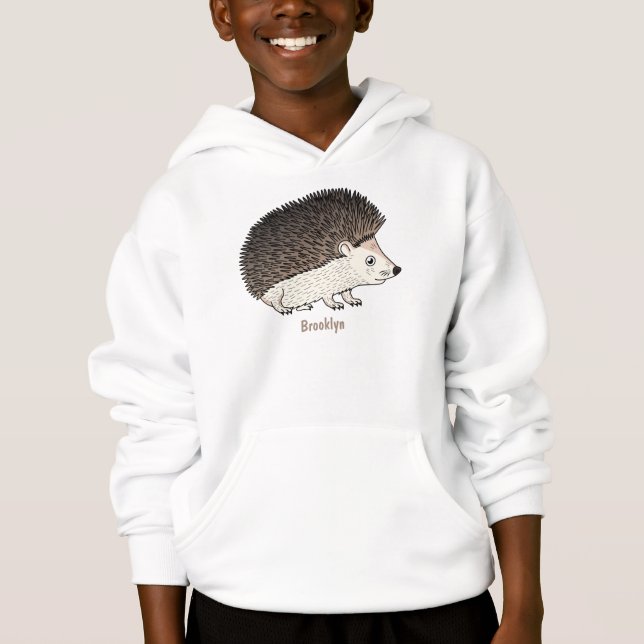 Cute prickly hedgehog cartoon illustration (Front)