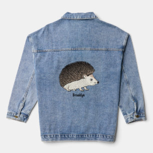 Cute prickly hedgehog cartoon illustration  denim jacket