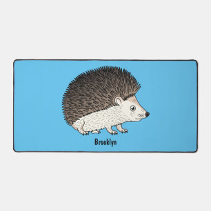 Cute prickly hedgehog cartoon illustration  desk mat