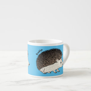 Cute prickly hedgehog cartoon illustration espresso cup