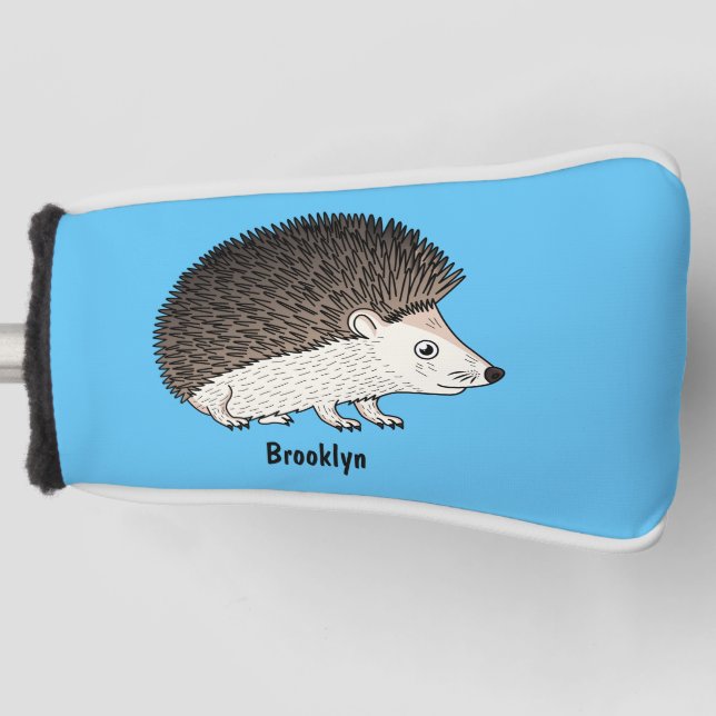 Cute prickly hedgehog cartoon illustration golf head cover (Front)
