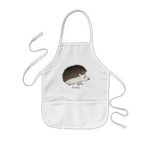 Cute prickly hedgehog cartoon illustration kids apron