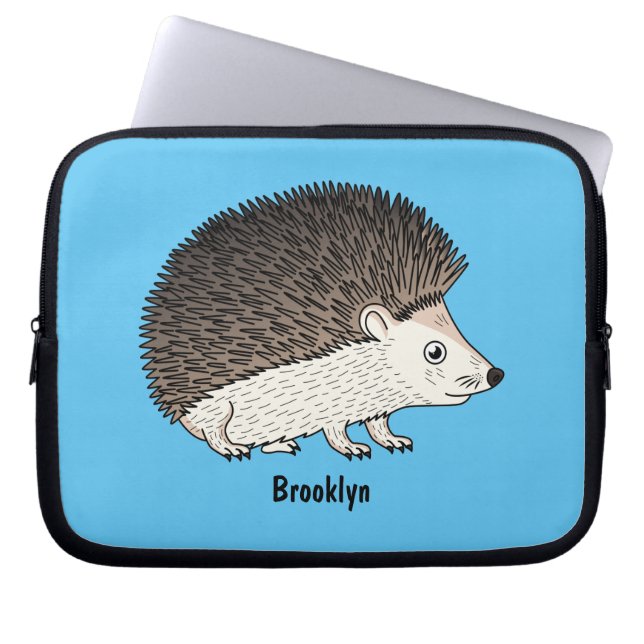 Cute prickly hedgehog cartoon illustration laptop sleeve (Front)