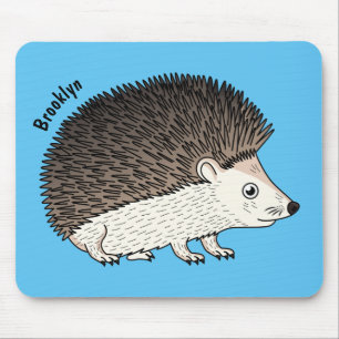 Cute prickly hedgehog cartoon illustration mouse mat