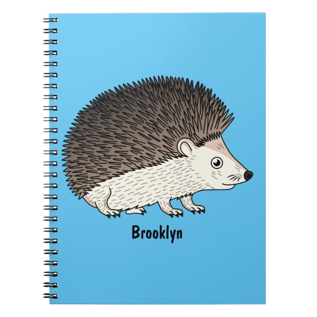 Cute prickly hedgehog cartoon illustration  notebook (Front)