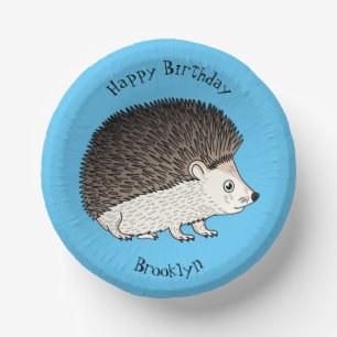 Cute prickly hedgehog cartoon illustration paper plate