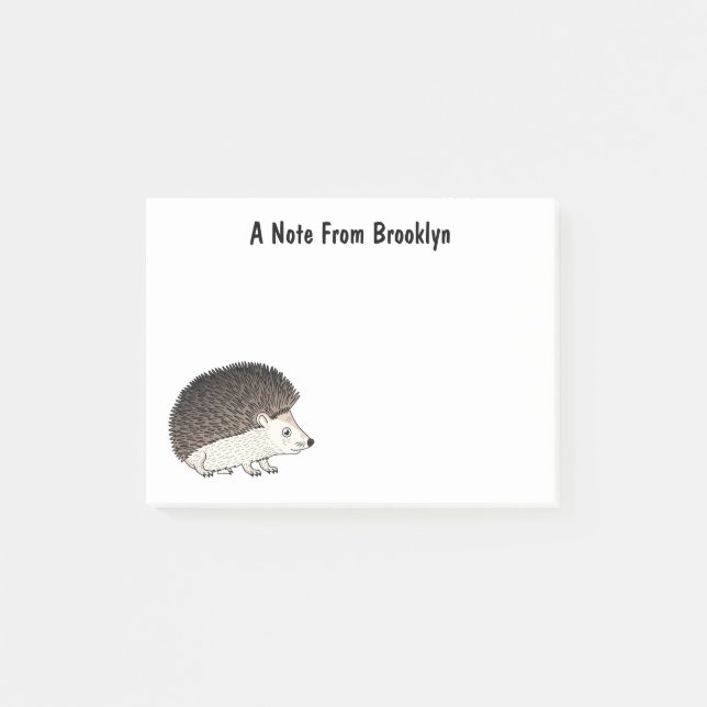 Cute prickly hedgehog cartoon illustration  post-it notes (Front)