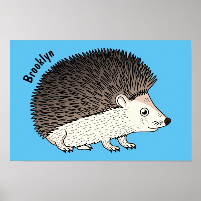 Cute prickly hedgehog cartoon illustration  poster (Front)