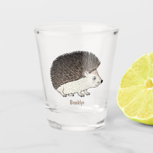 Cute prickly hedgehog cartoon illustration shot glass
