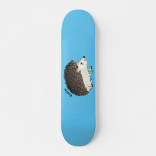 Cute prickly hedgehog cartoon illustration skateboard