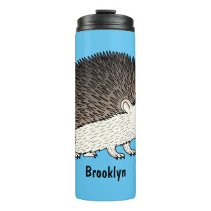 Cute prickly hedgehog cartoon illustration thermal tumbler
