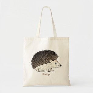 Cute prickly hedgehog cartoon illustration tote bag