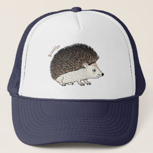 Cute prickly hedgehog cartoon illustration trucker hat