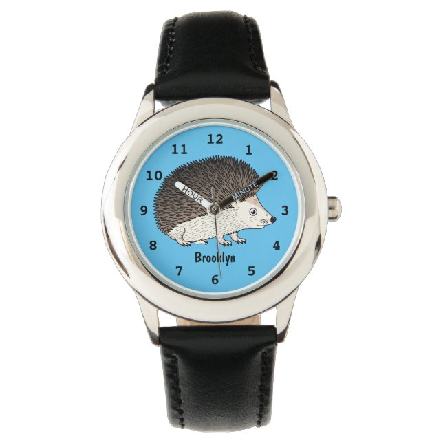 Cute prickly hedgehog cartoon illustration watch (Front)