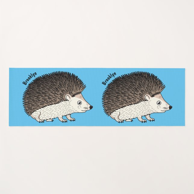 Cute prickly hedgehog cartoon illustration  yoga mat (Front (Horizontal))