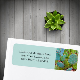 Cute Prickly Pear Cactus Green Return Address