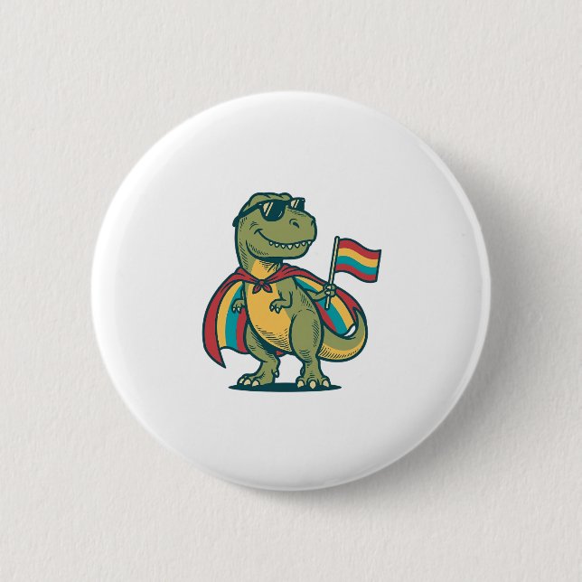 Cute Pride Dinosaur Vector Shirt Design_1 6 Cm Round Badge (Front)