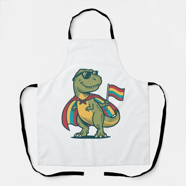 Cute Pride Dinosaur Vector Shirt Design_1 Apron (Front)