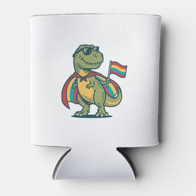 Cute Pride Dinosaur Vector Shirt Design_1 Can Cooler (Front)