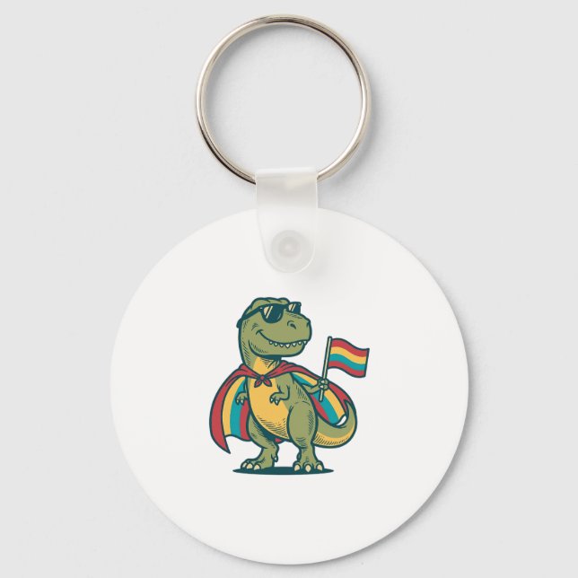 Cute Pride Dinosaur Vector Shirt Design_1 Key Ring (Front)
