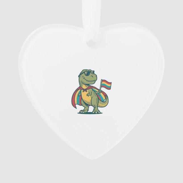 Cute Pride Dinosaur Vector Shirt Design_1 Ornament (Front)