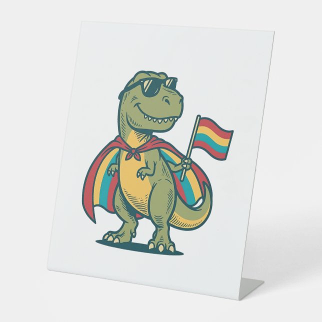 Cute Pride Dinosaur Vector Shirt Design_1 Pedestal Sign (Front)