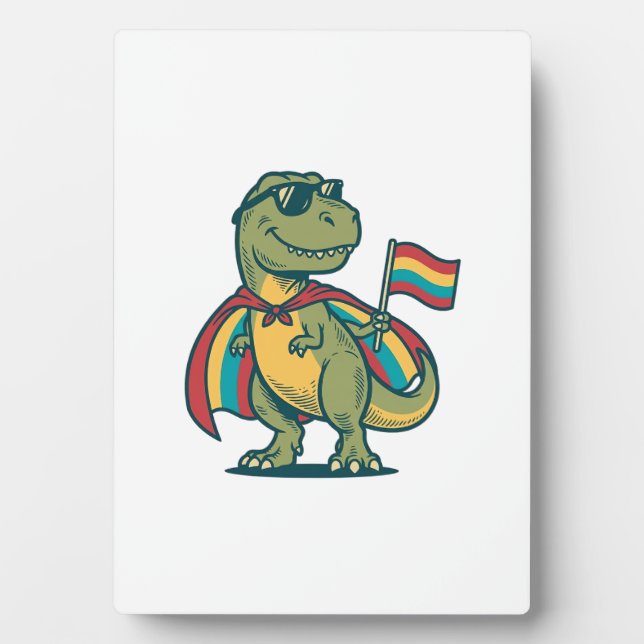 Cute Pride Dinosaur Vector Shirt Design_1 Plaque (Front)