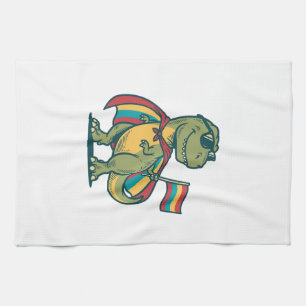 Cute Pride Dinosaur Vector Shirt Design_1 Tea Towel