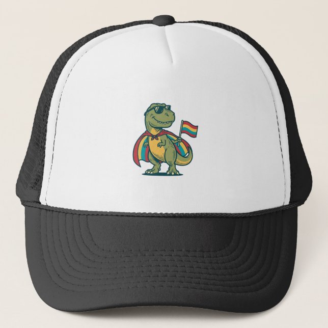 Cute Pride Dinosaur Vector Shirt Design_1 Trucker Hat (Front)