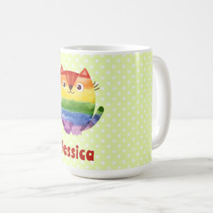 Cute Pride Kitty Watercolor Personalised   Coffee Mug
