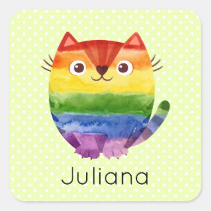 Cute Pride Kitty Watercolor  Square Sticker