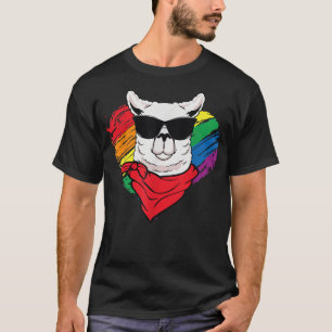 Cute Pride LLama Sunglasses Funny LGBTRainbow T-Shirt